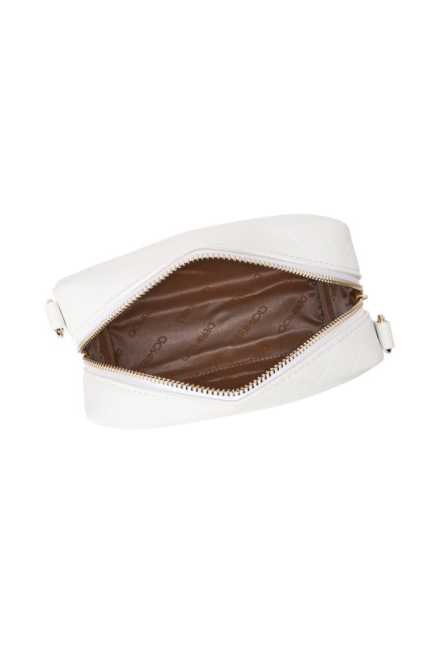 Woman White Long-Strap Printed Mini Crossbody Bag