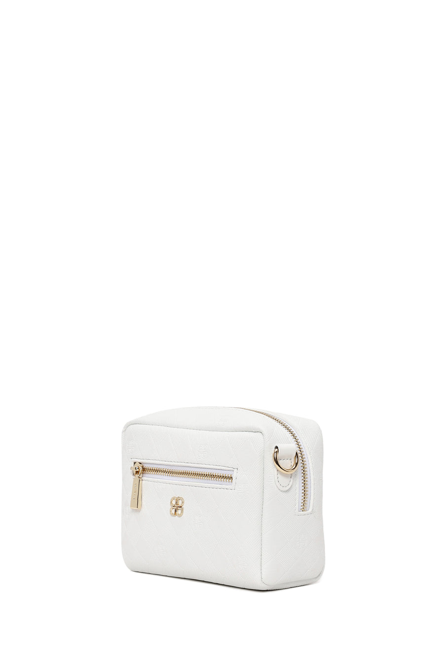 Woman White Long-Strap Printed Mini Crossbody Bag