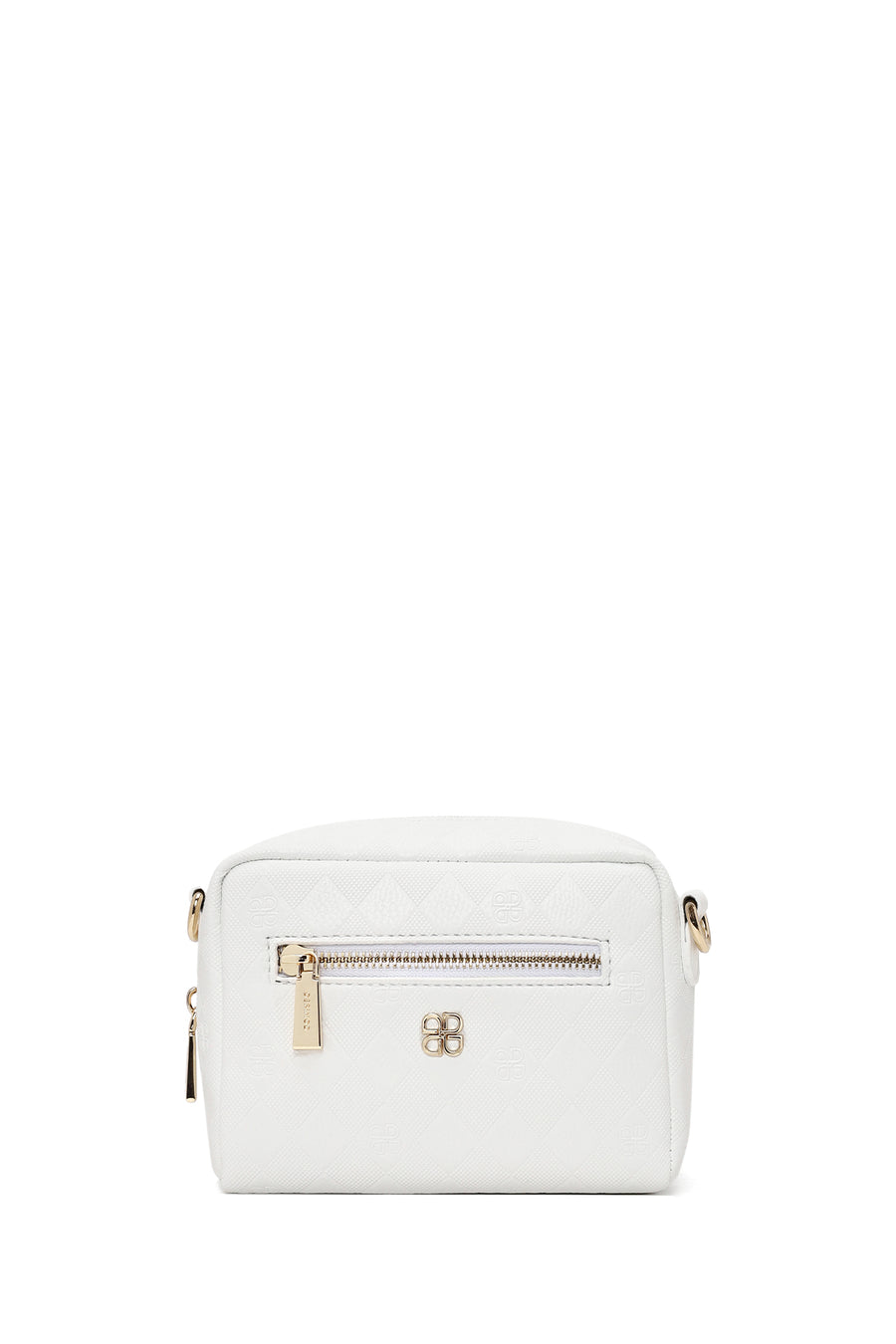 Woman White Long-Strap Printed Mini Crossbody Bag