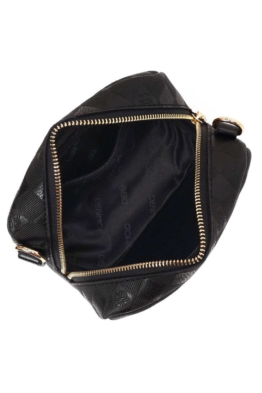Women's Black Long Strap Printed Mini Crossbody Bag