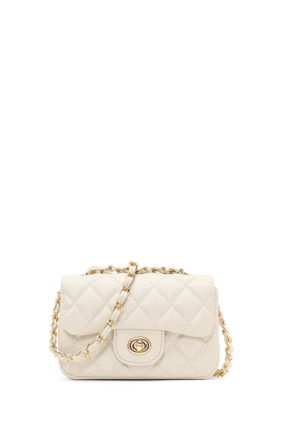 Kadın Krem Zincir Askılı Mini Kapitone Çapraz Çanta 26SBD2017KP | Derimod