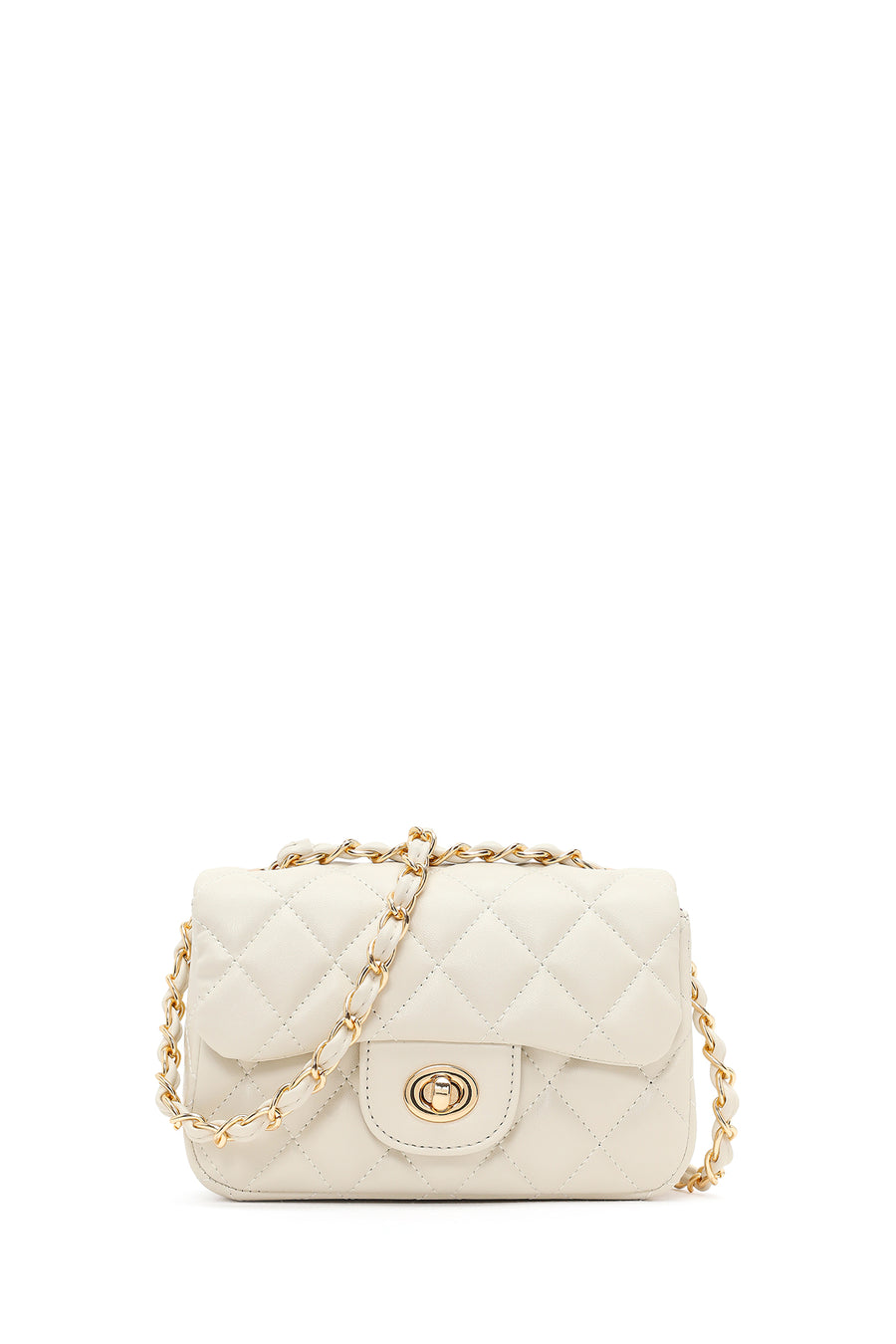 Women's Cream Chain Strap Mini Quilted Crossbody Bag 26SBD2017KP | Derimod