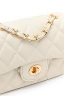 Kadın Krem Zincir Askılı Mini Kapitone Çapraz Çanta | Derimod