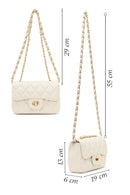 Kadın Krem Zincir Askılı Mini Kapitone Çapraz Çanta | Derimod