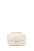 Kadın Krem Zincir Askılı Mini Kapitone Çapraz Çanta | Derimod