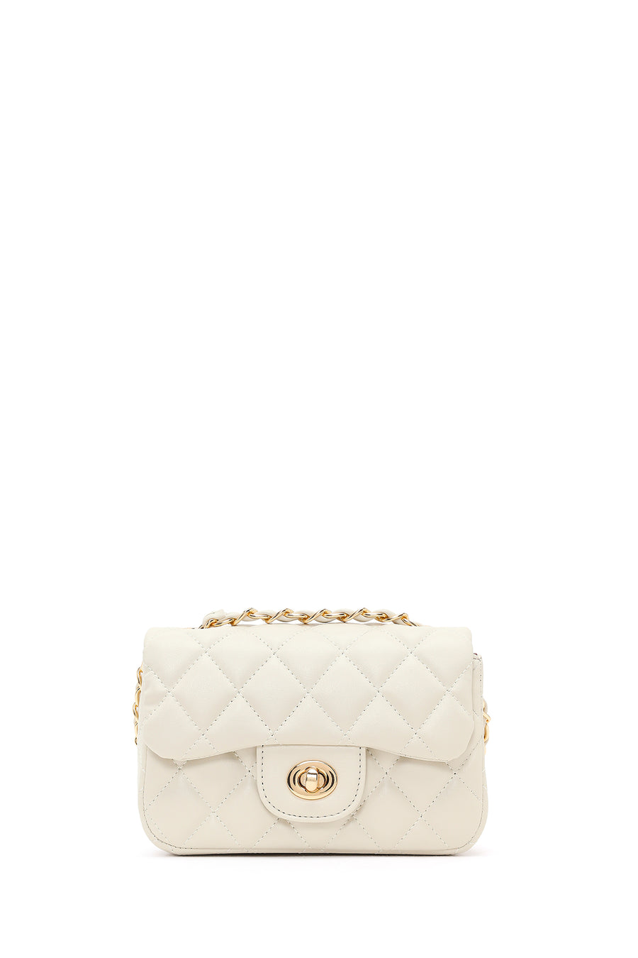 Women's Cream Chain Strap Mini Quilted Crossbody Bag