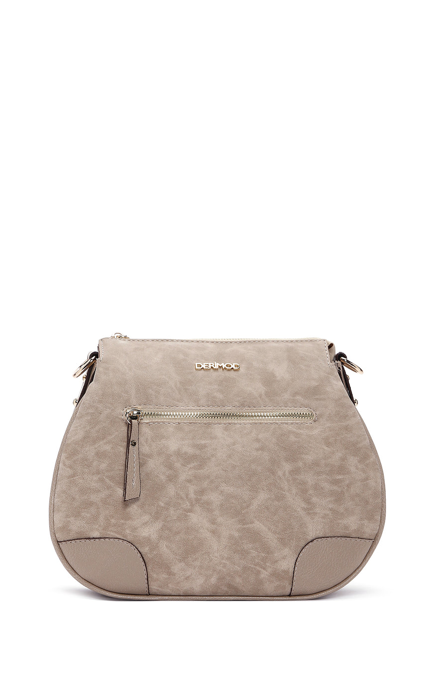 Women's Beige Long Strap Nubuck Crossbody Bag