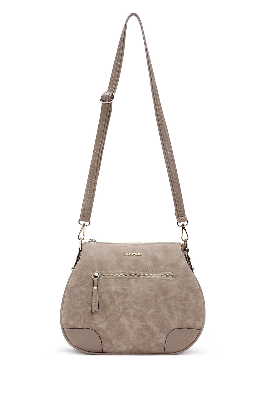 Women's Beige Long Strap Nubuck Crossbody Bag