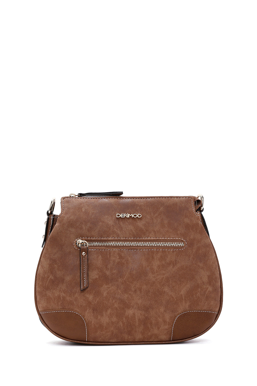 Women's Tan Long Strap Nubuck Crossbody Bag