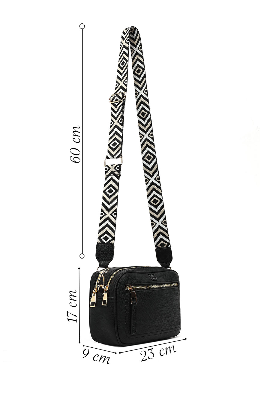 Women's Black Patterned Crossbody Bag