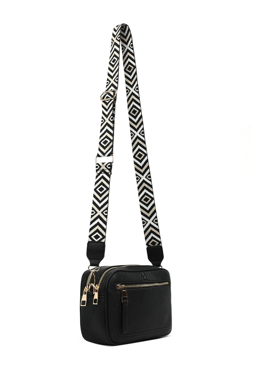 Women's Black Patterned Crossbody Bag
