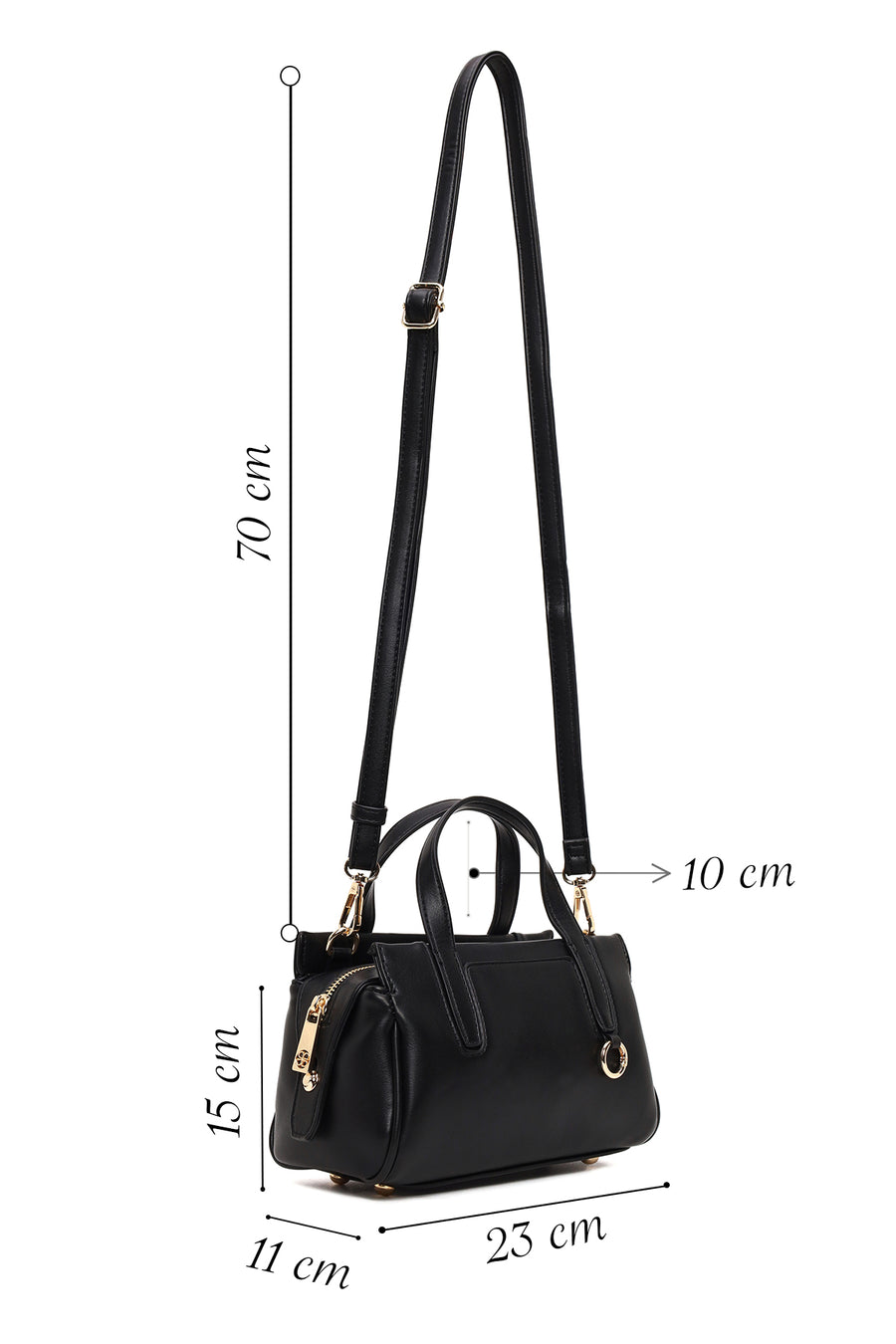 Woman Black Long-Strap Classic Shoulder Bag