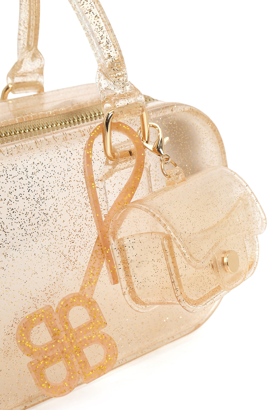 Woman Beige Long-Strap Jelly Transparent Shoulder Bag