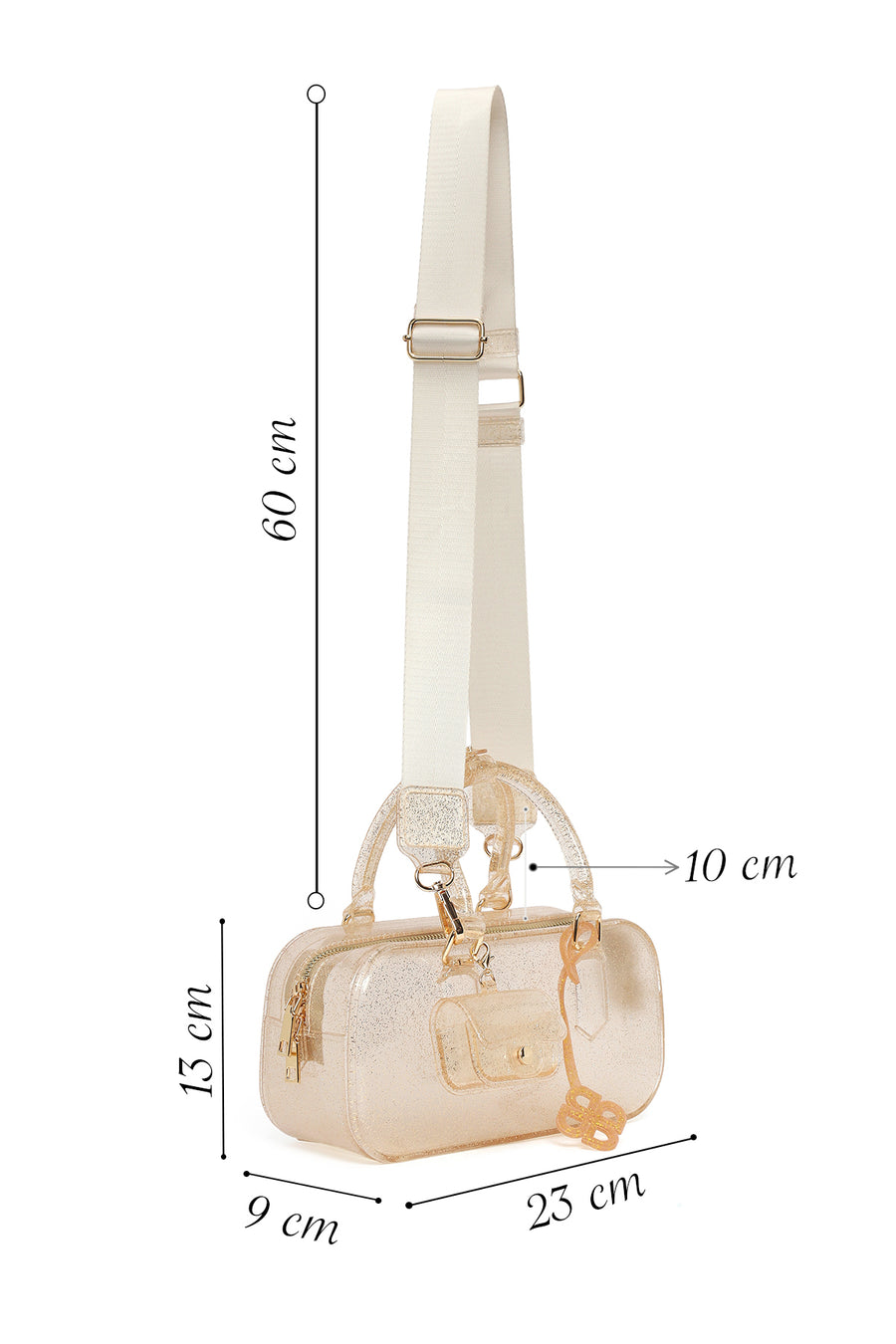 Woman Beige Long-Strap Jelly Transparent Shoulder Bag