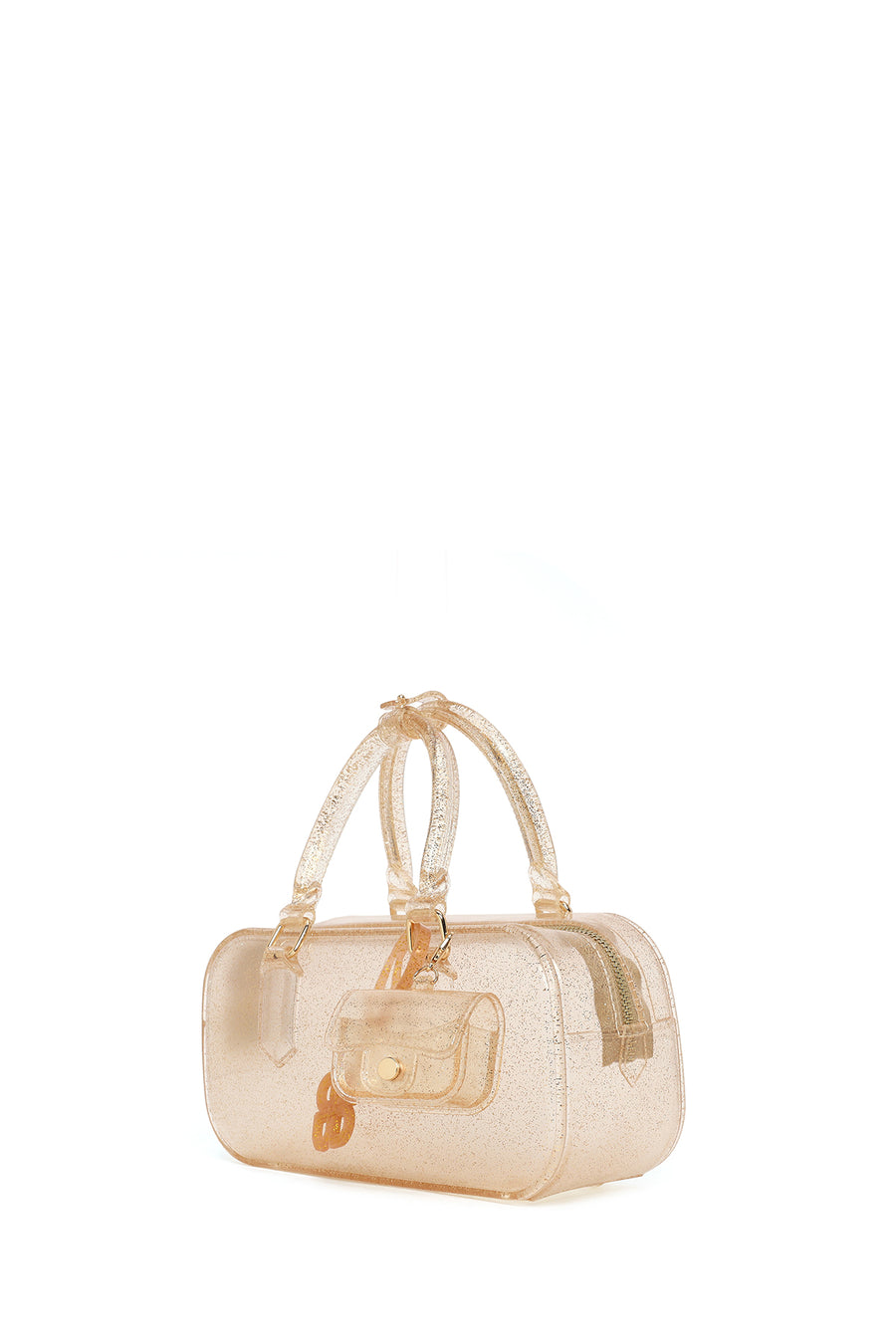 Woman Beige Long-Strap Jelly Transparent Shoulder Bag