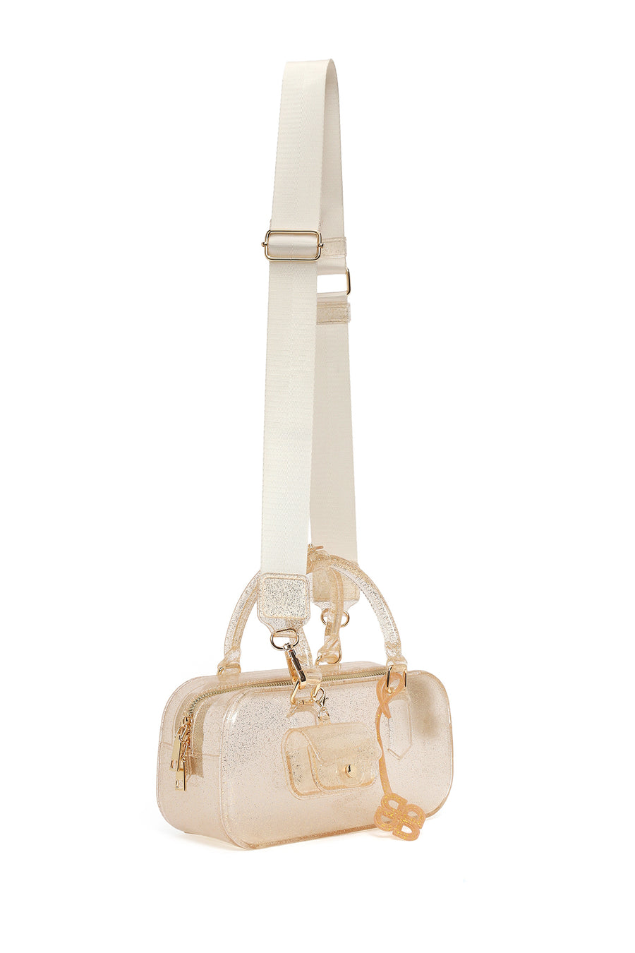 Woman Beige Long-Strap Jelly Transparent Shoulder Bag