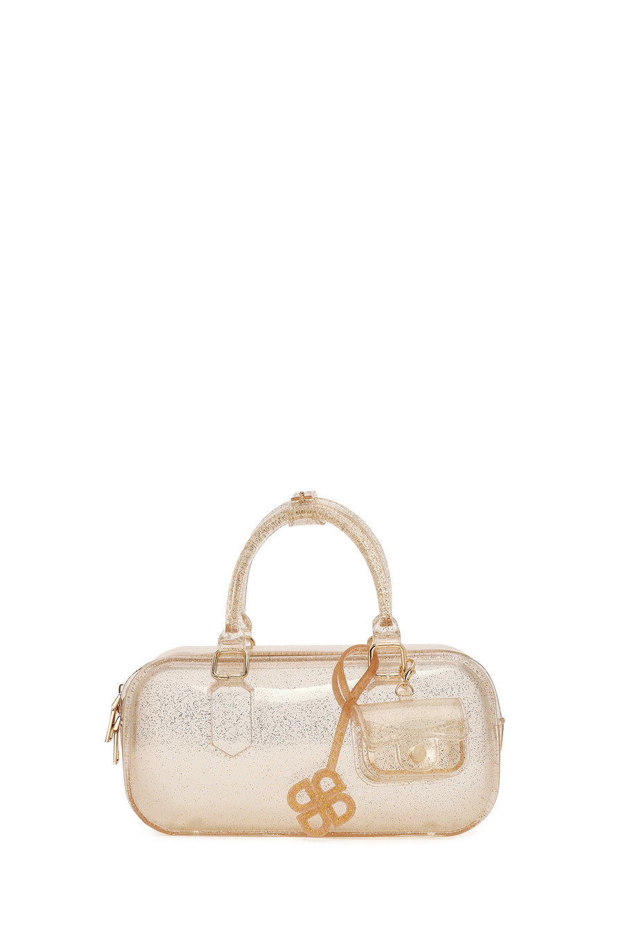 Woman Beige Long-Strap Jelly Transparent Shoulder Bag