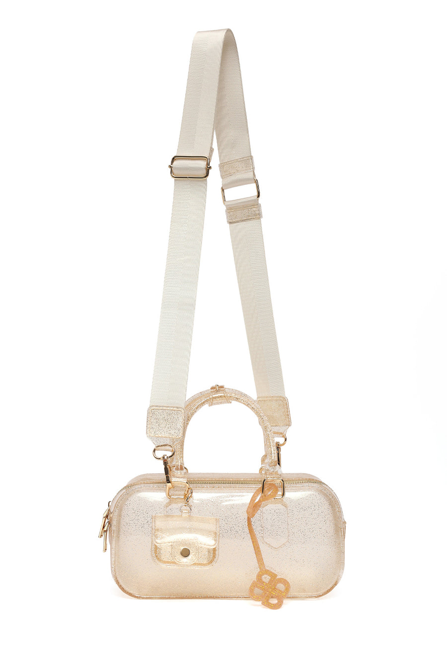 Woman Beige Long-Strap Jelly Transparent Shoulder Bag