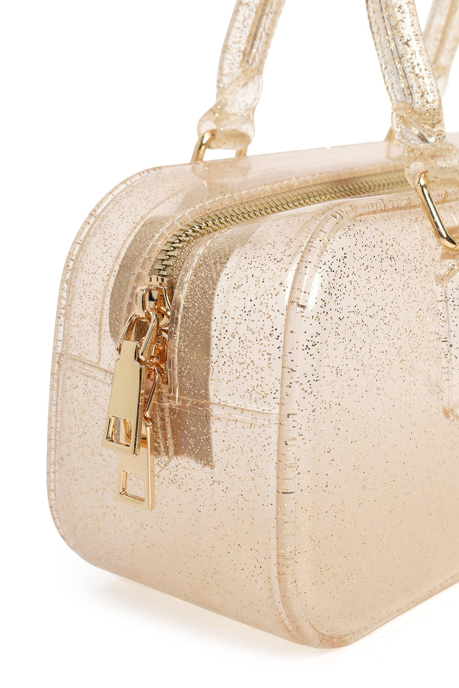 Woman Beige Long-Strap Jelly Transparent Shoulder Bag