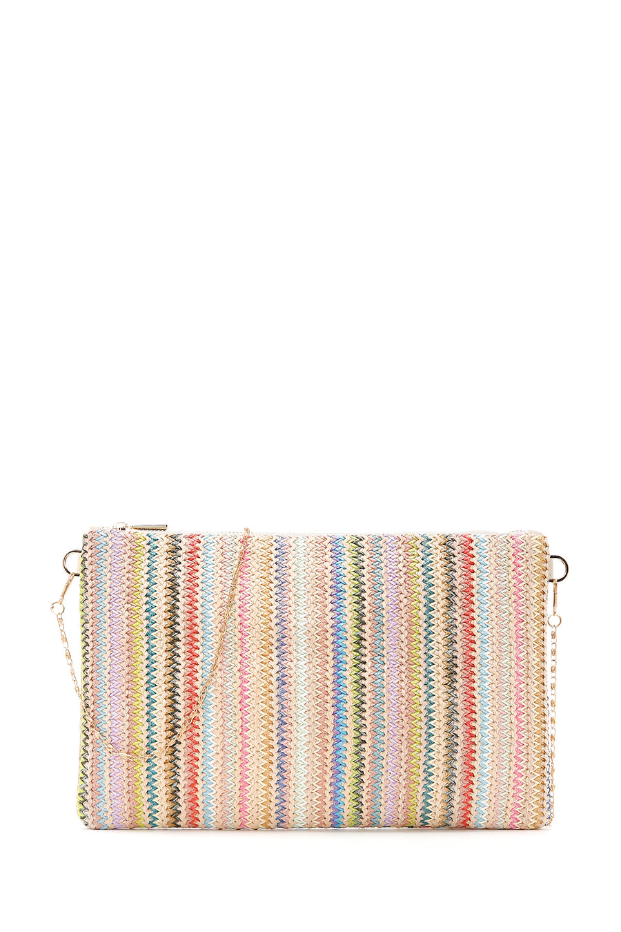 Women's Multi-Colored Long Chain Strap Straw Clutch Bag 26SBD2210M7 | Derimod
