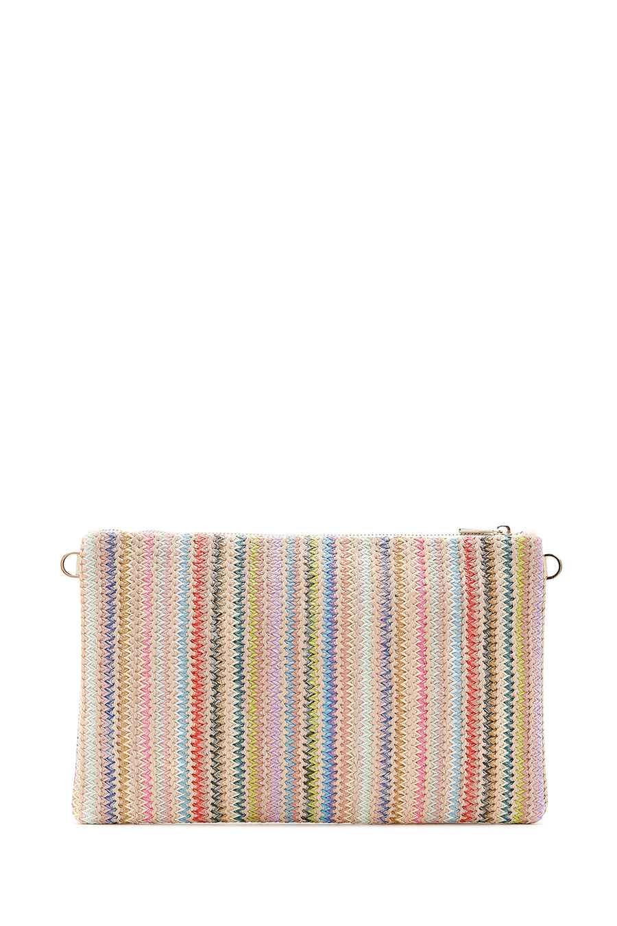 Women's Multi-Colored Long Chain Strap Straw Clutch Bag
