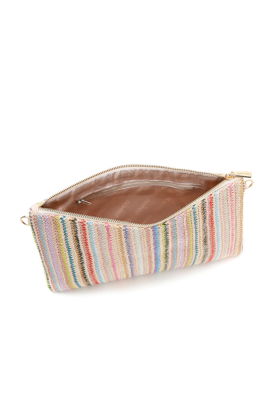 Women's Multi-Colored Long Chain Strap Straw Clutch Bag