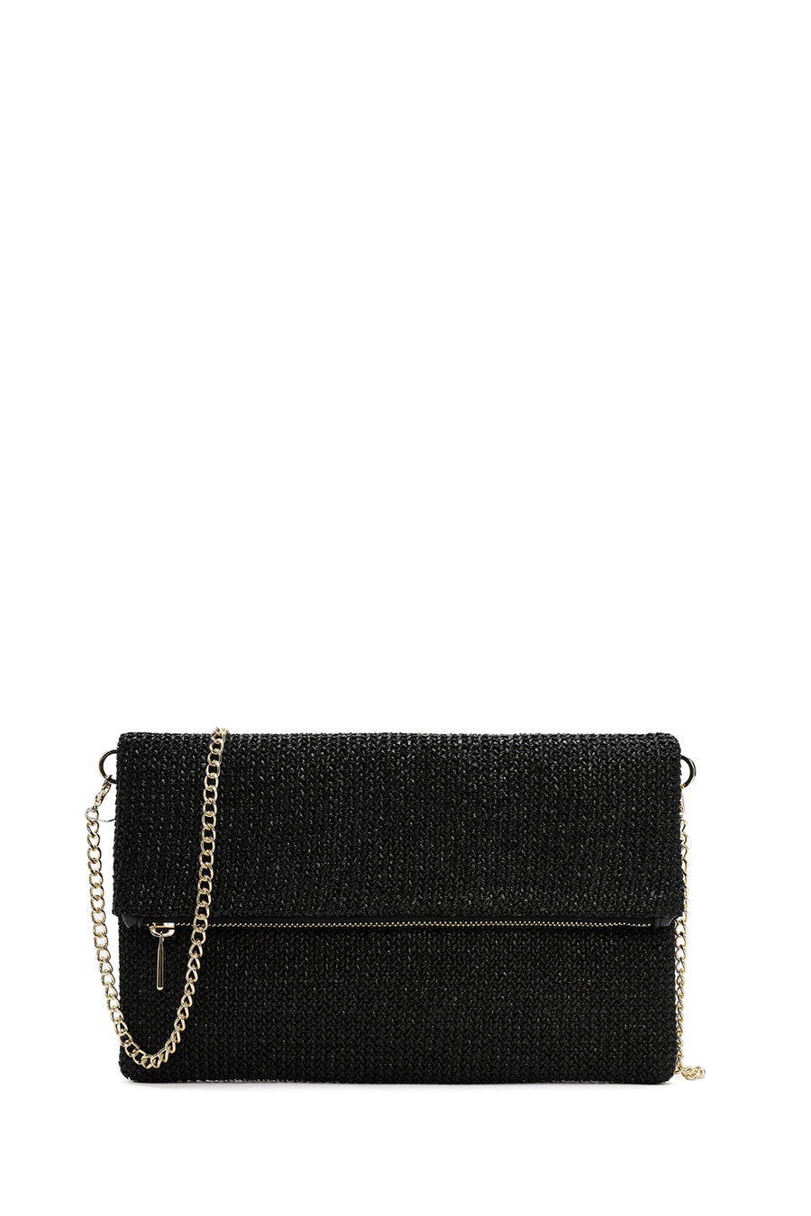 Women's Black Chain Strap Woven Clutch Bag 26SBD2212M7 | Derimod