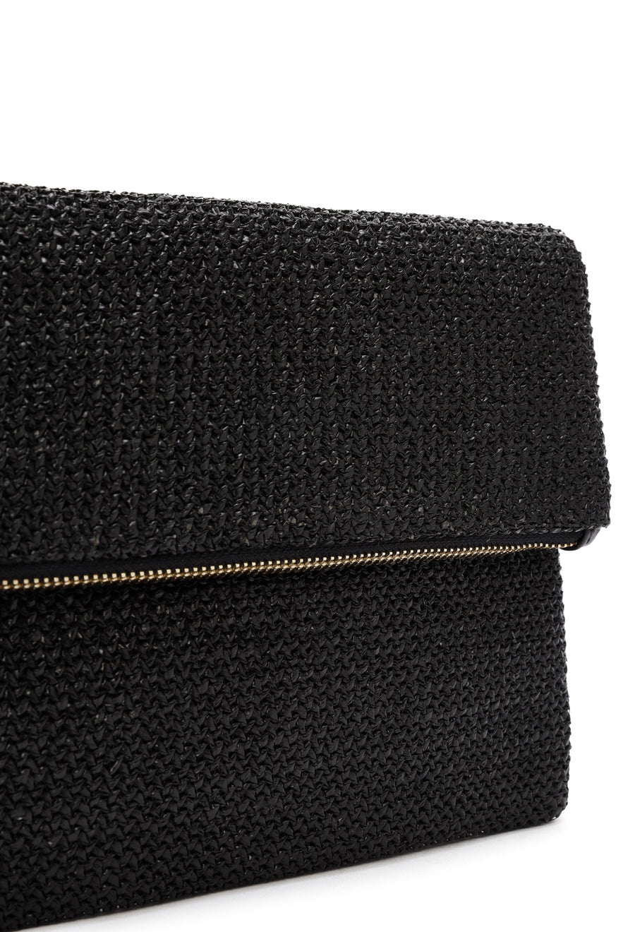 Women's Black Chain Strap Woven Clutch Bag