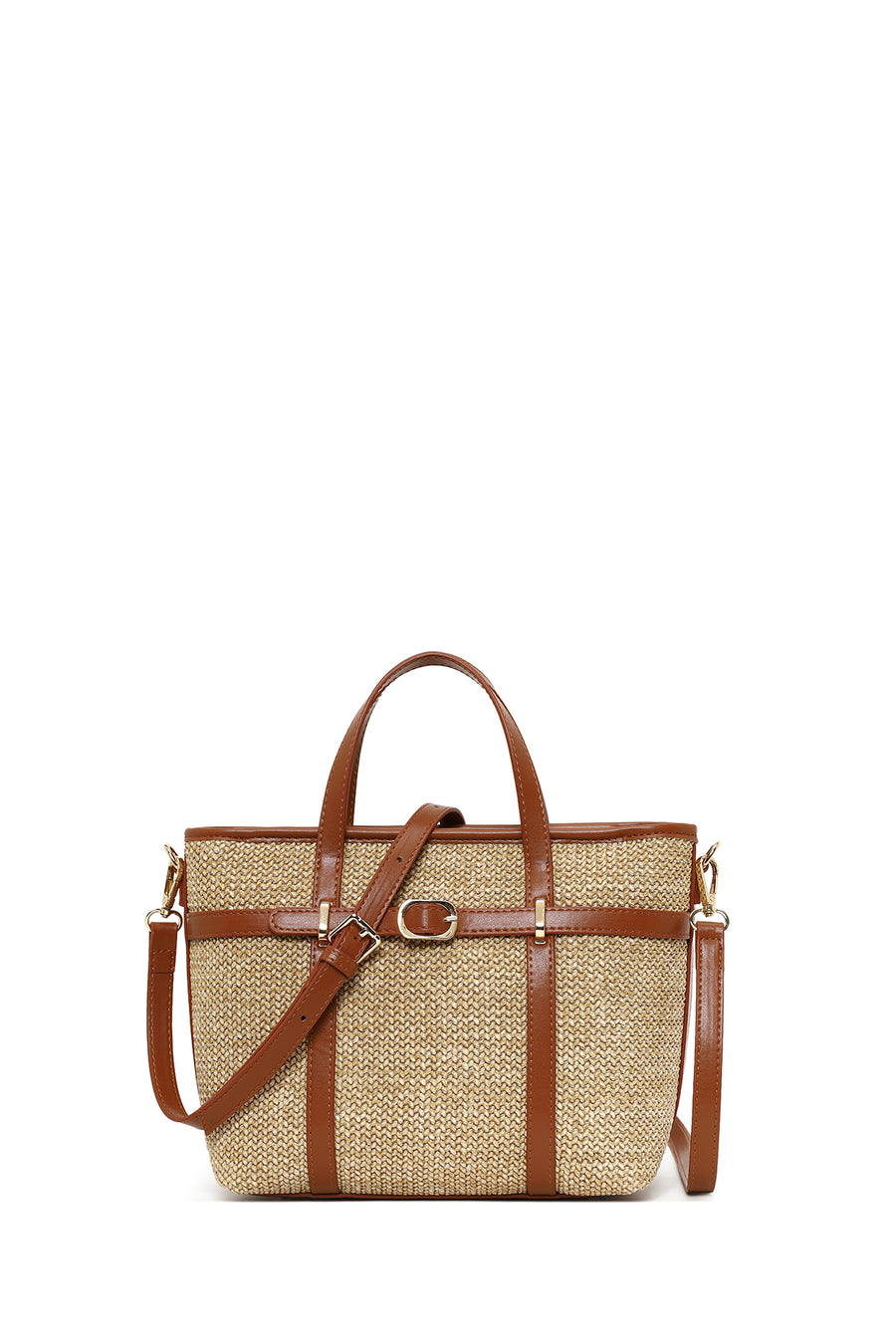 Woman Tan Mini Straw Shoulder Bag with Long Strap 26SBD2304M7 | Derimod