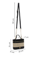 Kadın Siyah Uzun Askılı Baskılı Mini Kutu Çapraz Çanta | Derimod