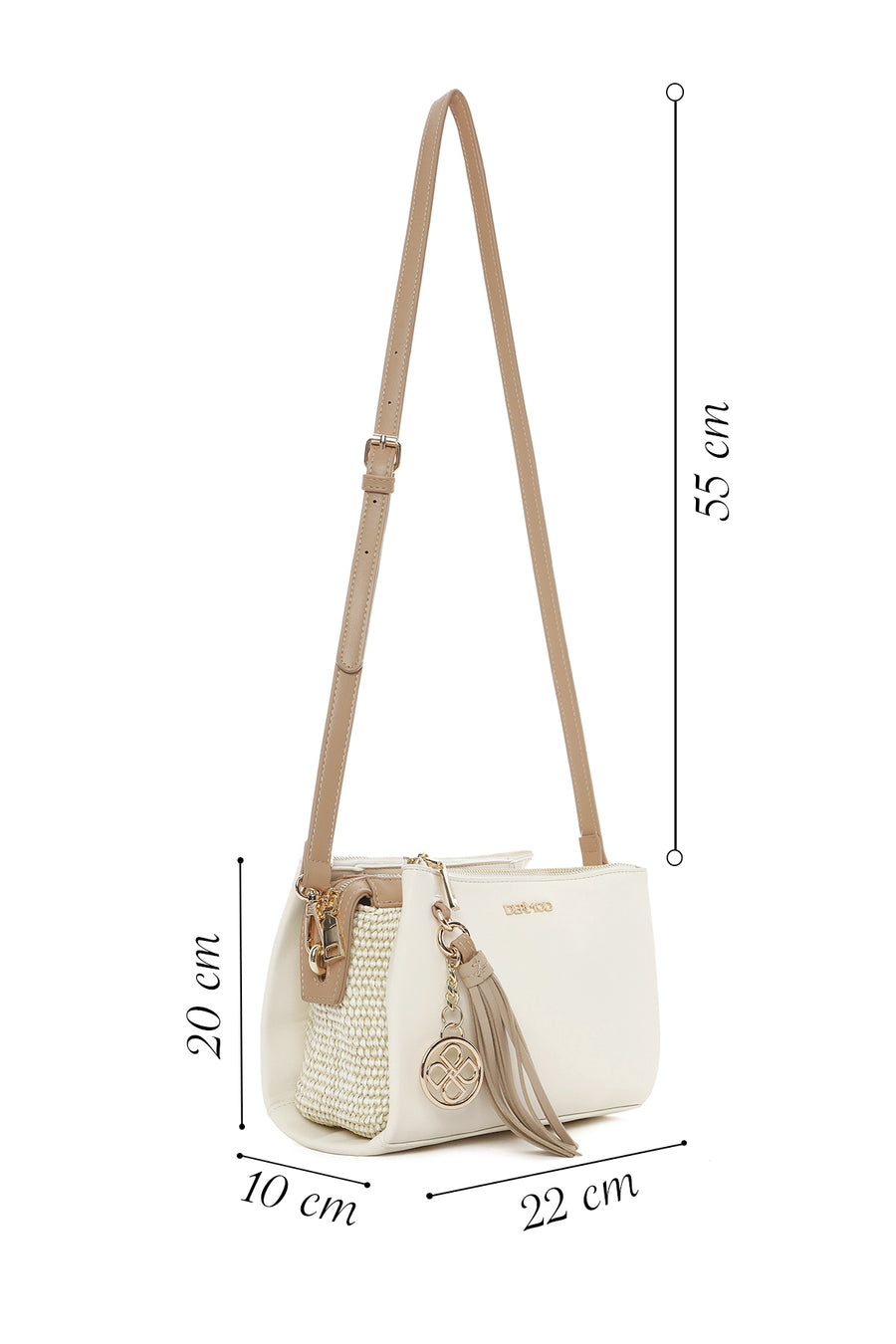 Woman Cream Charmed Crossbody Bag