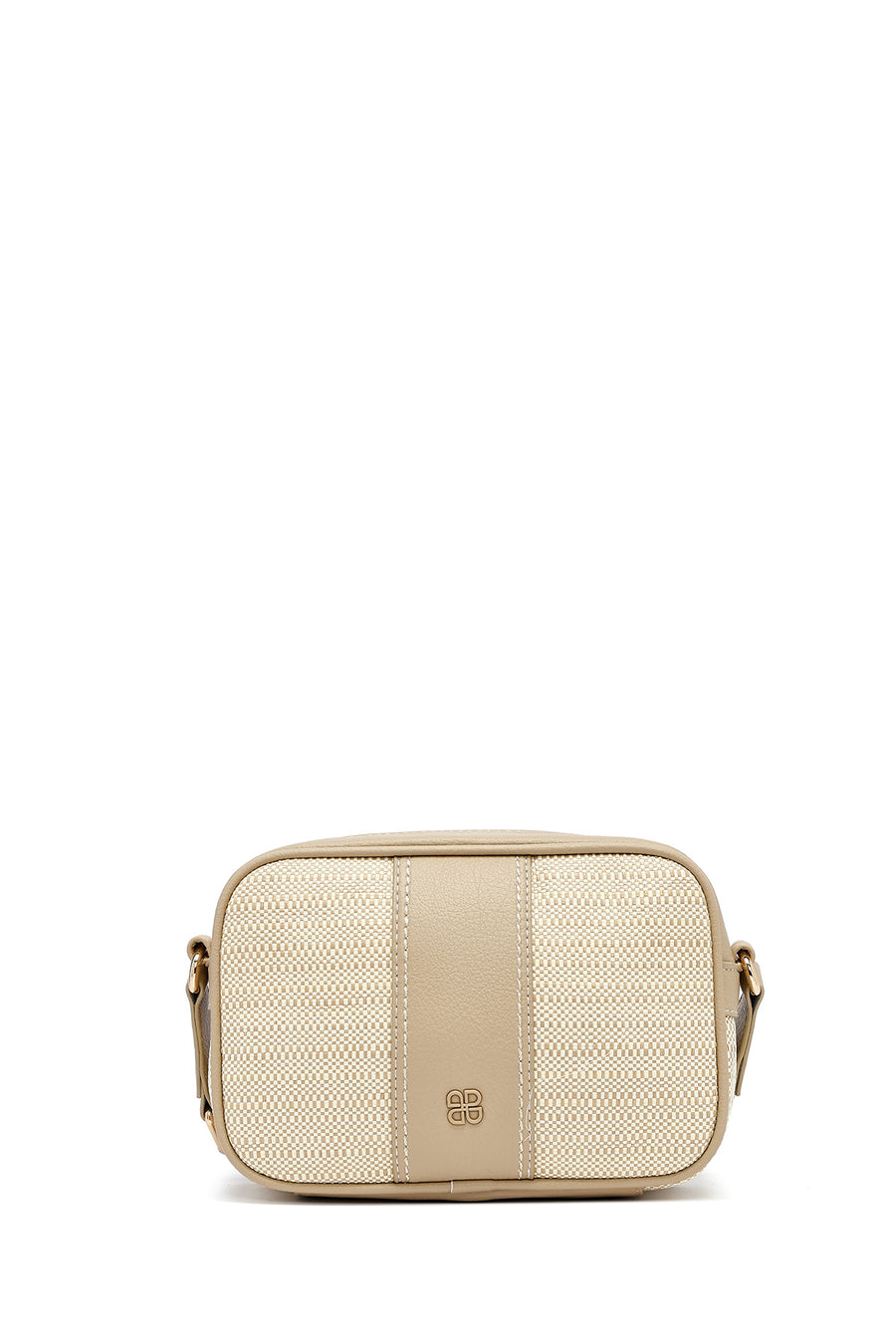 Woman Beige Long Strap Crossbody Bag