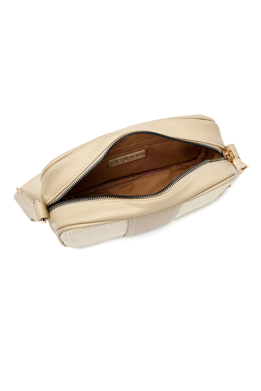 Woman Beige Long Strap Crossbody Bag