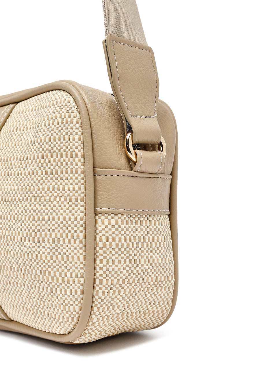 Woman Beige Long Strap Crossbody Bag