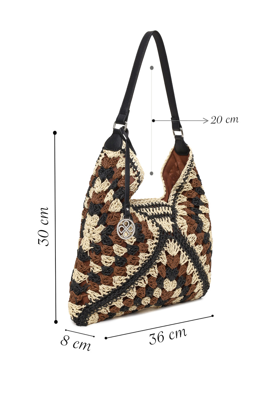 Woman Brown Straw Shoulder Bag