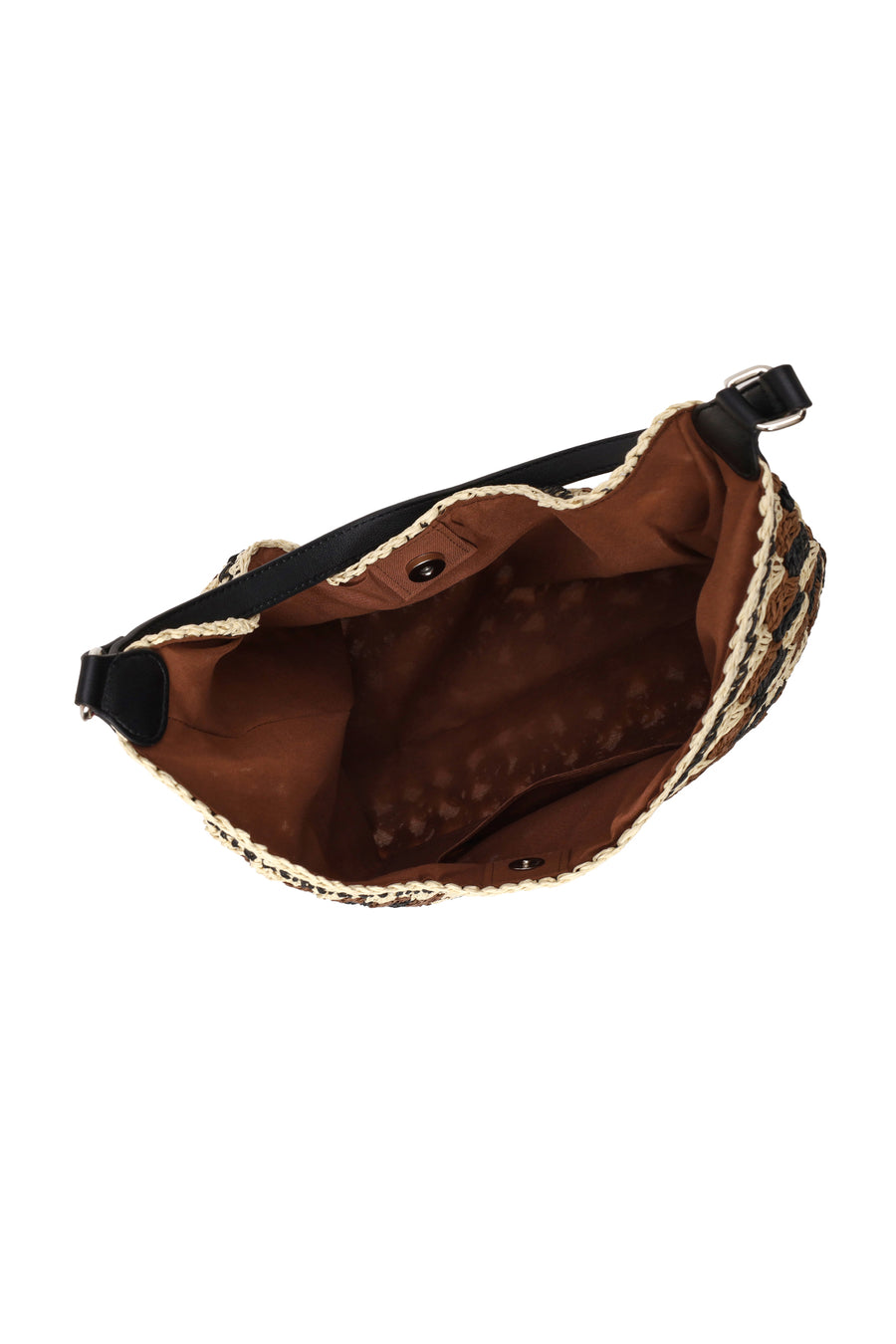 Woman Brown Straw Shoulder Bag