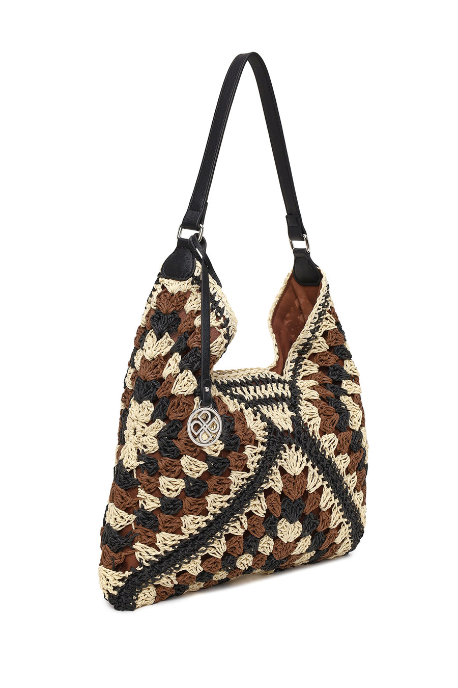 Woman Brown Straw Shoulder Bag