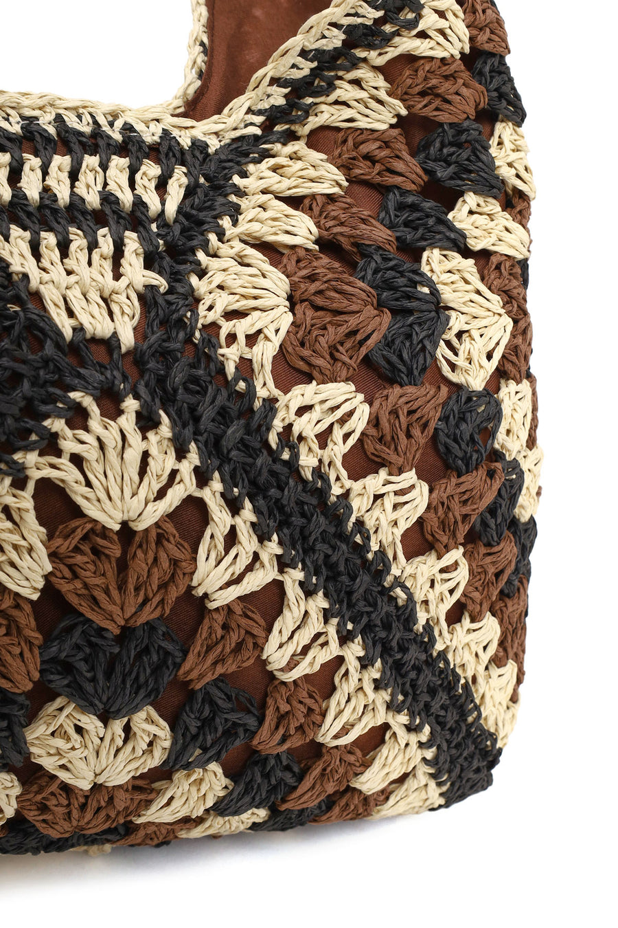Woman Brown Straw Shoulder Bag