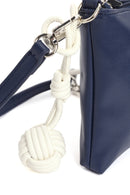 Woman Navy Patterned Fabric Long-Strap Shoulder Bag | Derimod