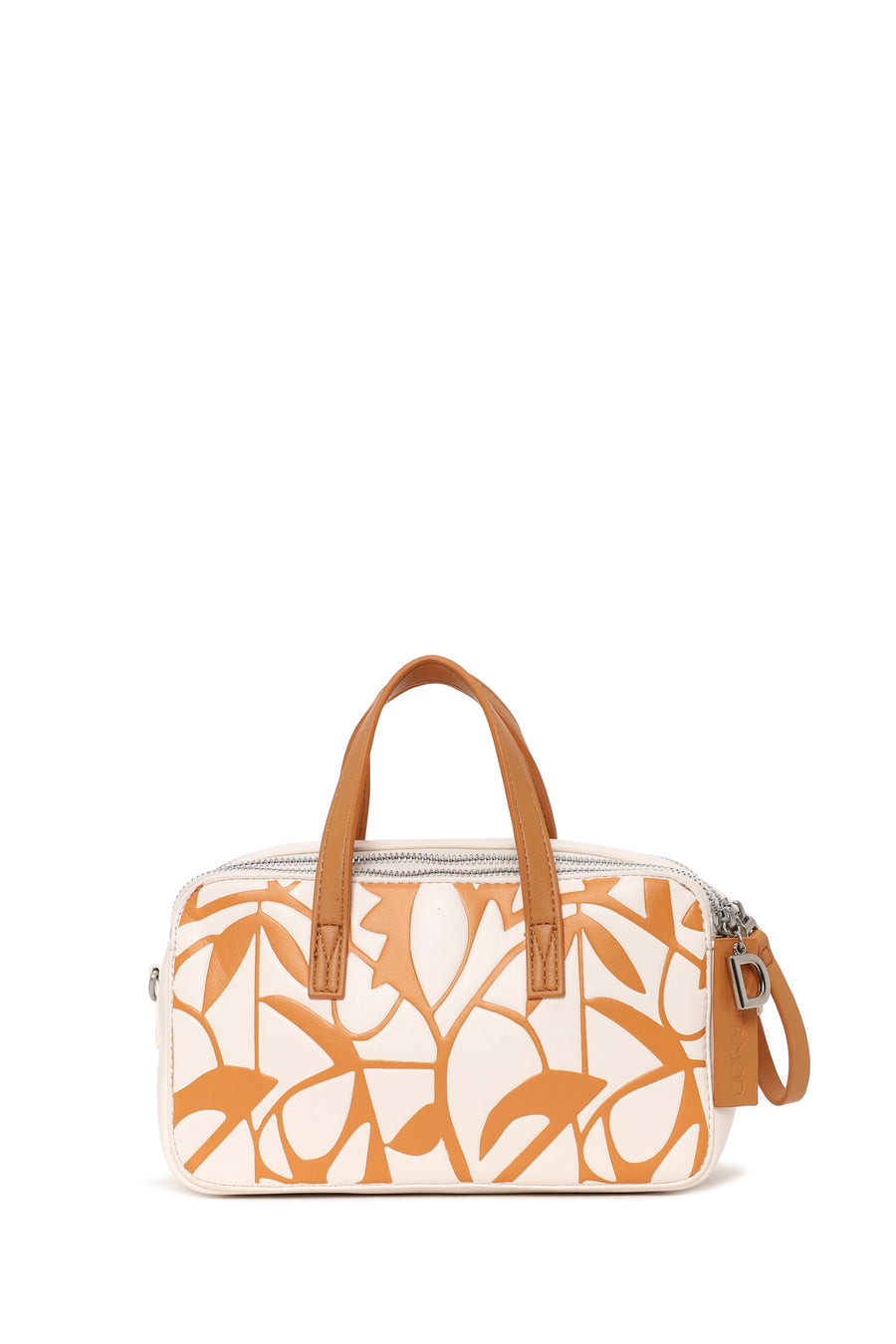 Woman Orange Long-Strap Printed Shoulder Bag