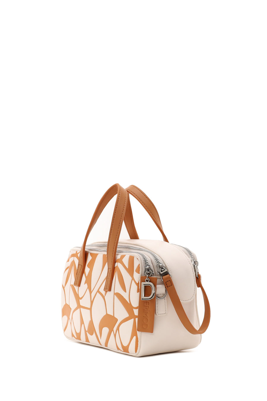 Woman Orange Long-Strap Printed Shoulder Bag