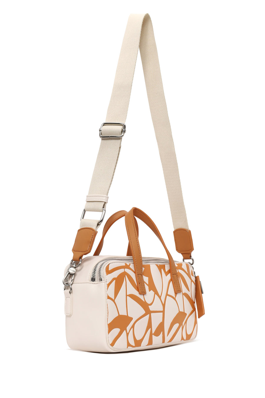 Woman Orange Long-Strap Printed Shoulder Bag