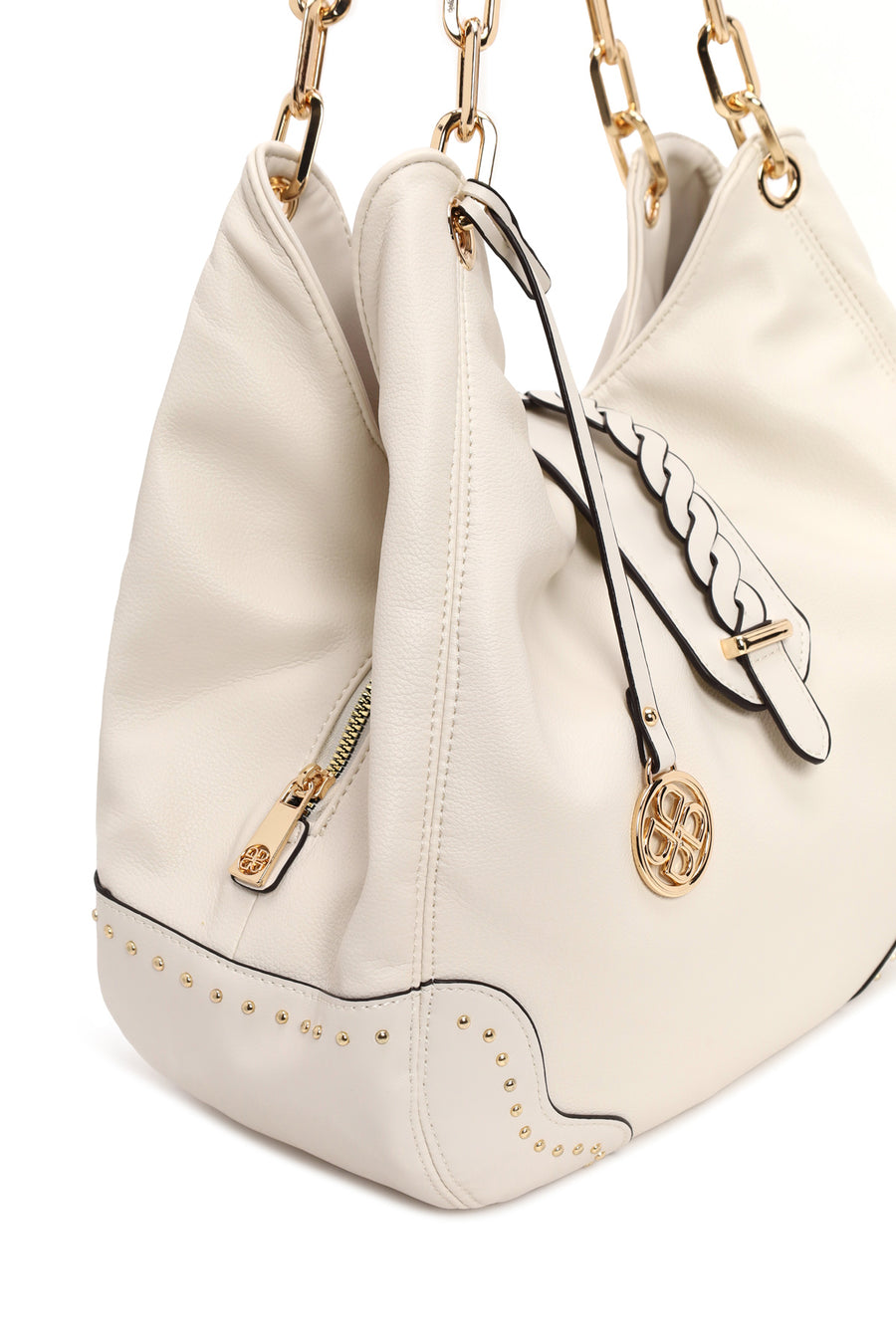 Woman Cream Knitted Detail Shoulder Bag