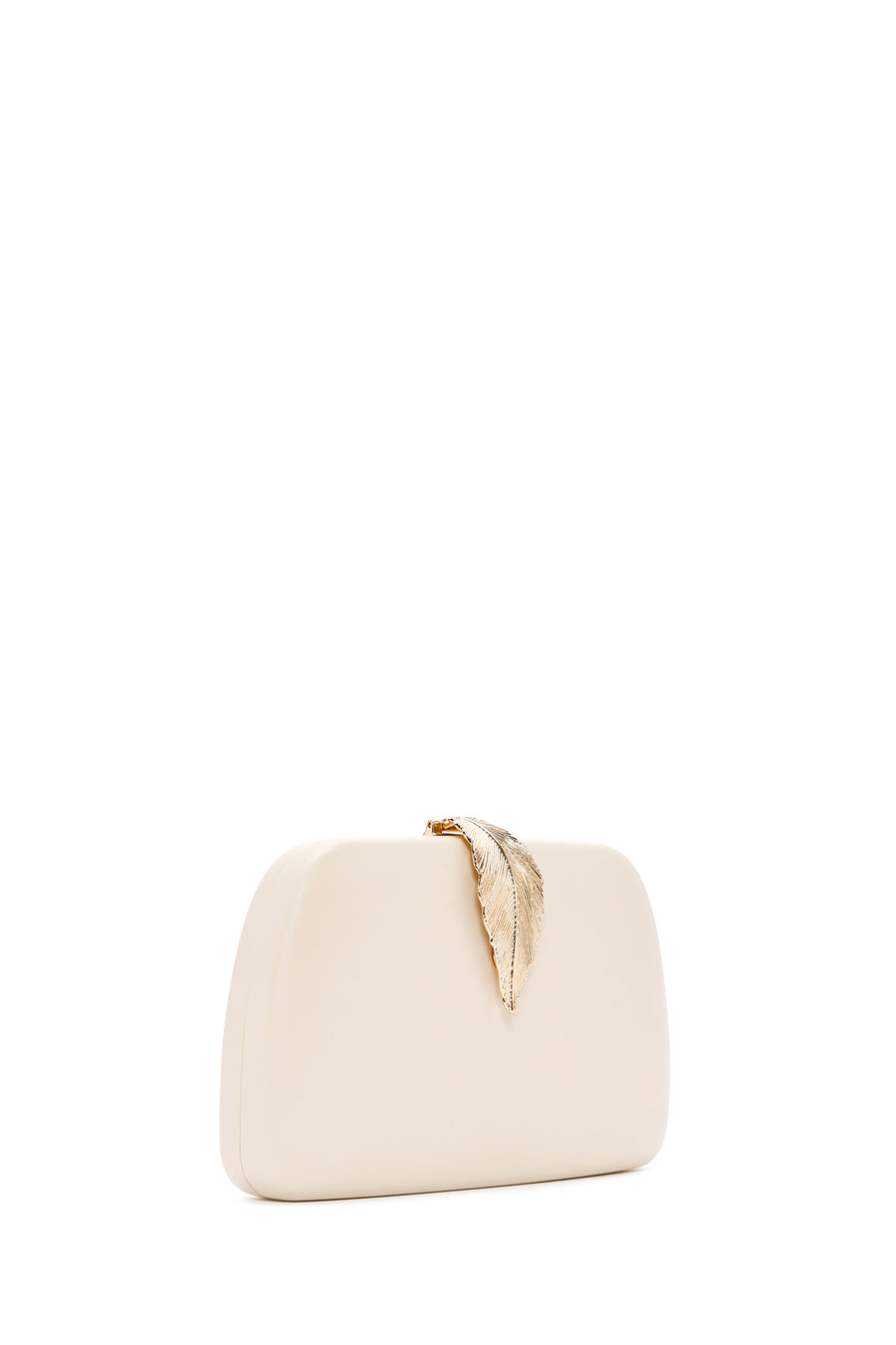 Woman Cream Long Chain Strap Evening Mini Clutch Bag