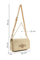 Woman Beige Long Strap Straw Crossbody Bag | Derimod
