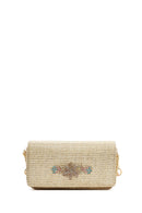 Woman Beige Long Strap Straw Crossbody Bag | Derimod