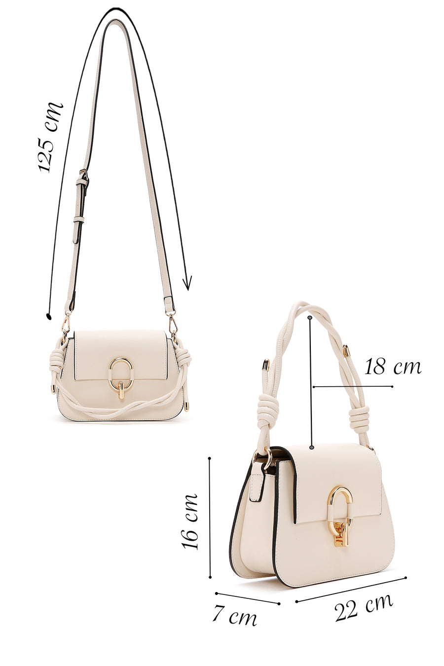 Woman Cream Long Strap Shoulder Bag