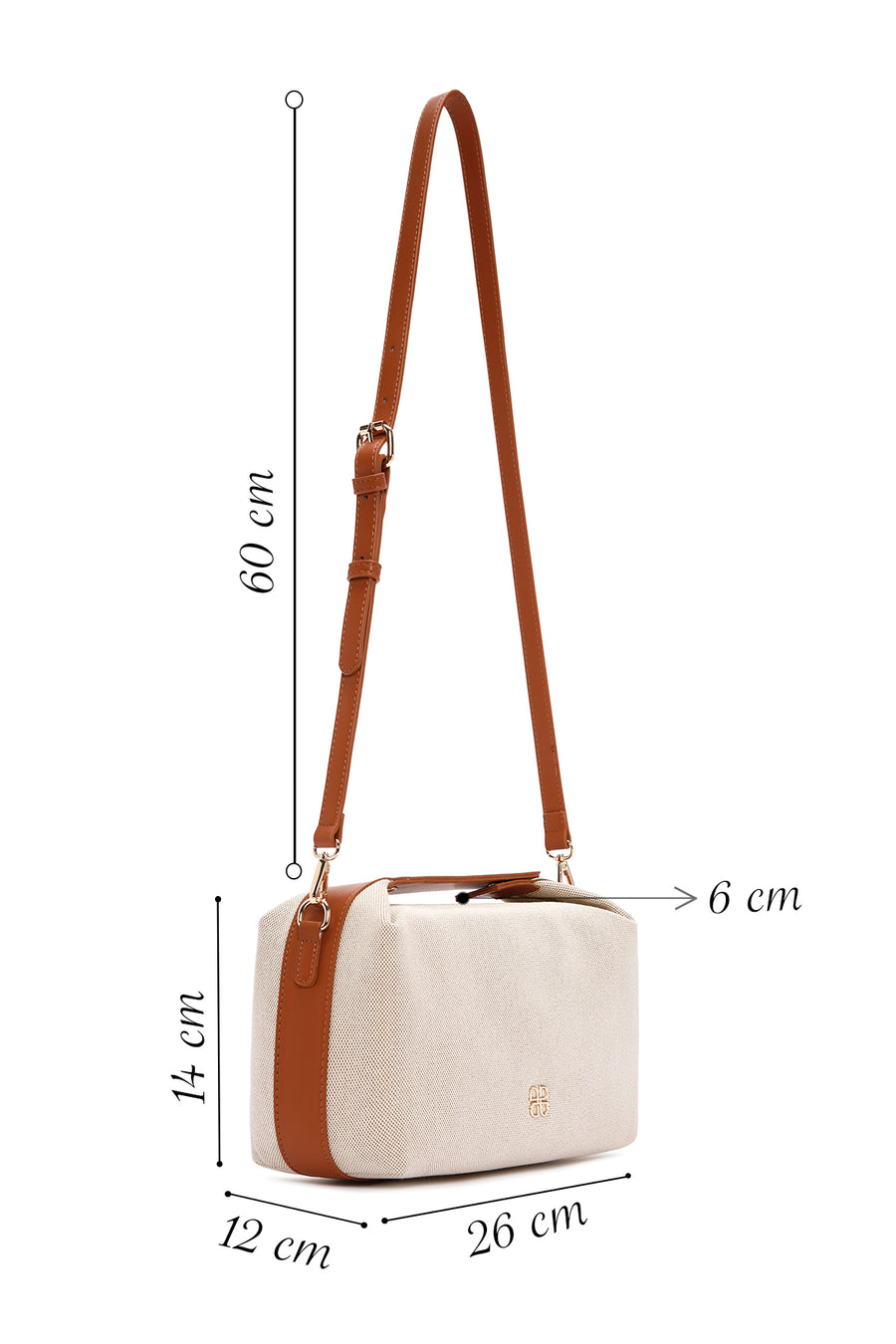 Women's Beige Long Strap Fabric Crossbody Bag