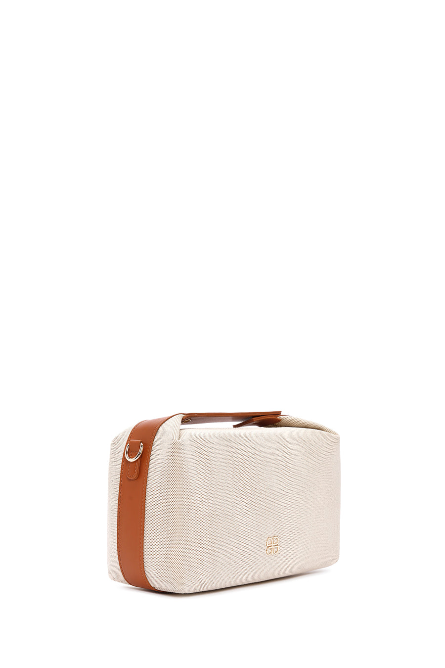 Women's Beige Long Strap Fabric Crossbody Bag