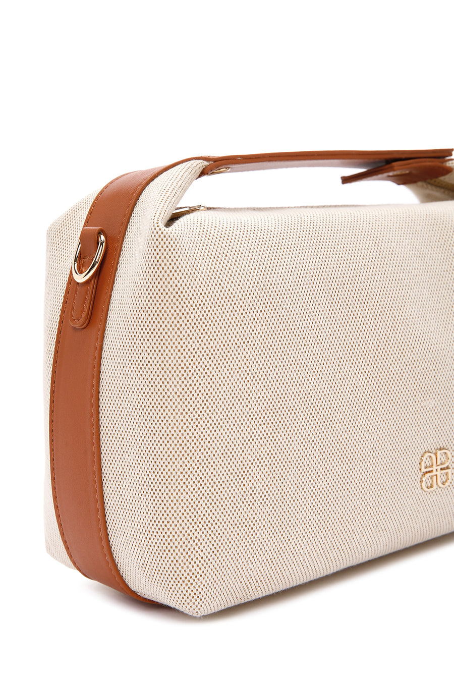 Women's Beige Long Strap Fabric Crossbody Bag